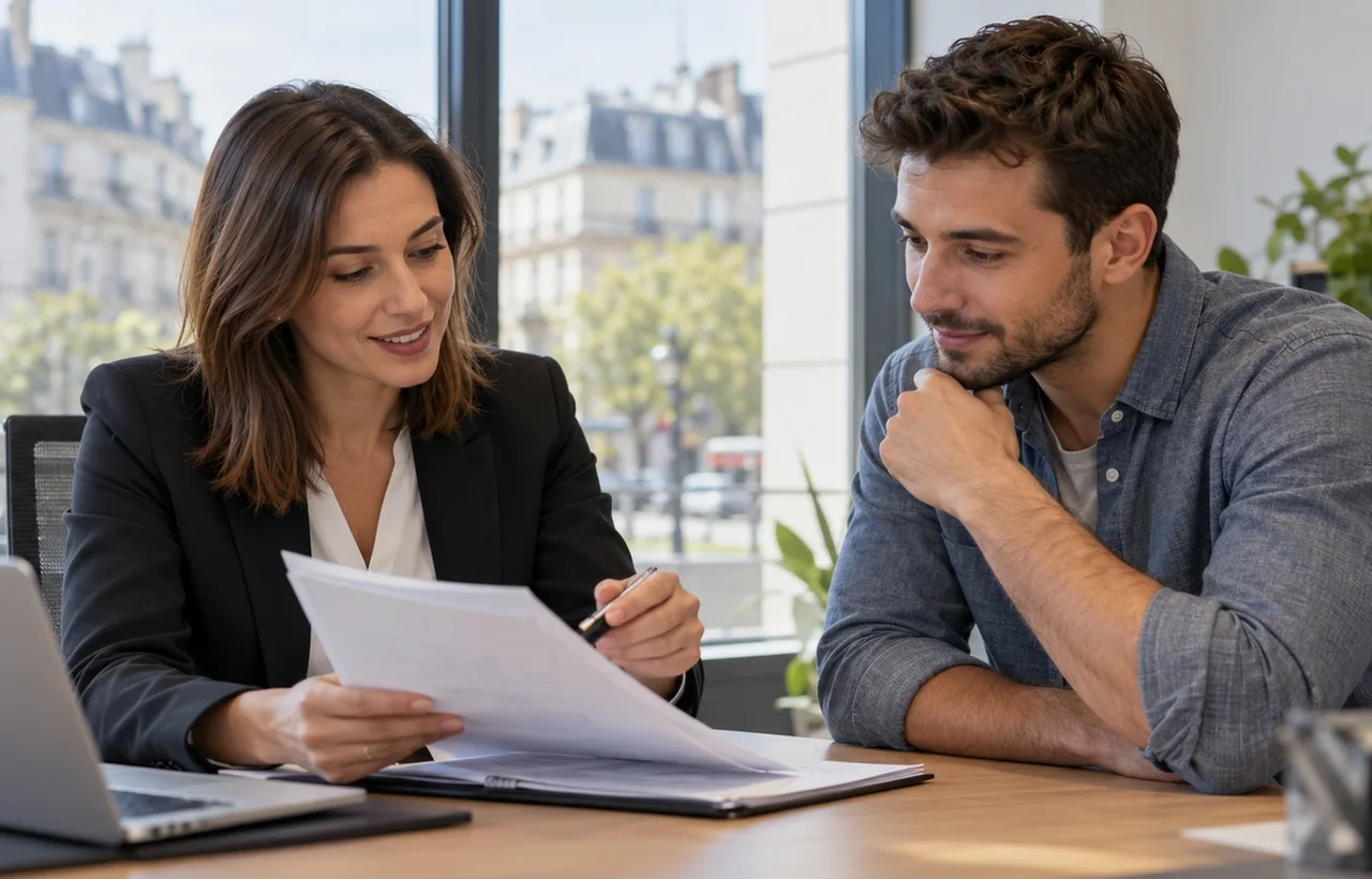 Couple in their fifties reviewing a mortgage offer at a kitchen table in Ireland