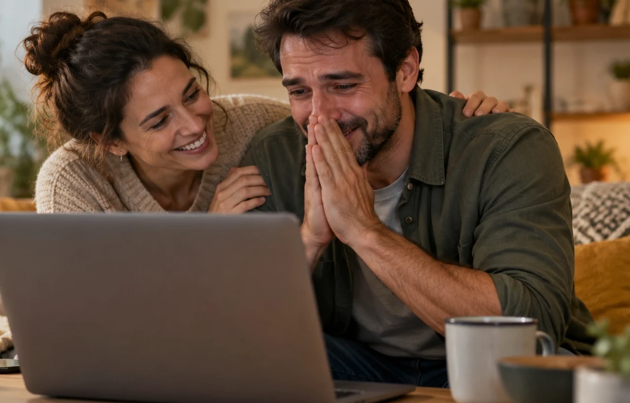 Employee in his late fifties checking his bank file with a debt adviser