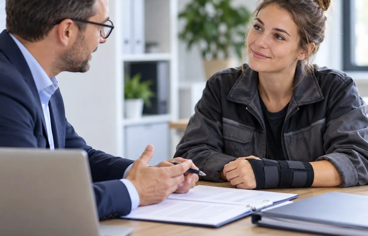 Widowed retiree going through paperwork with a notary